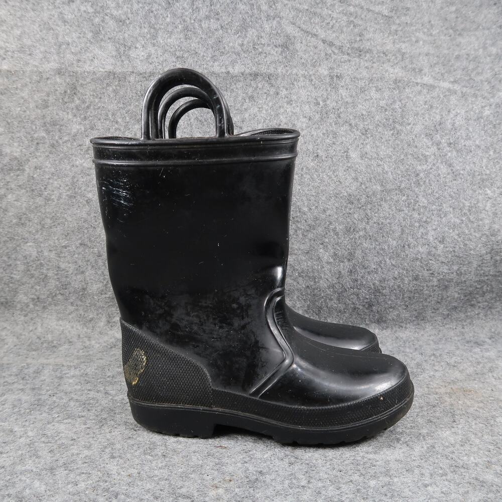 Rain Boots Kids Toddler 10 Pull On Black Rubber Boot Casual Outdoor Shoes Youth